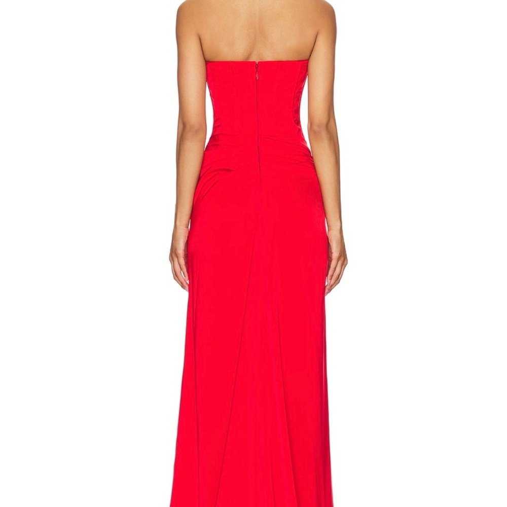 Revolve NBD Jake Dress Strapless Red Evening Gown with Side Rosette Small - Picture 3 of 6